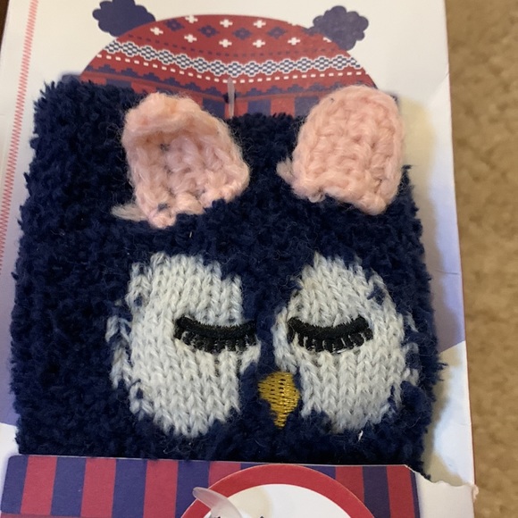 Bundle of 2 pairs of NWT Women’s owl face Slipper fuzzy SOFT Socks owl lovers - Picture 11 of 13